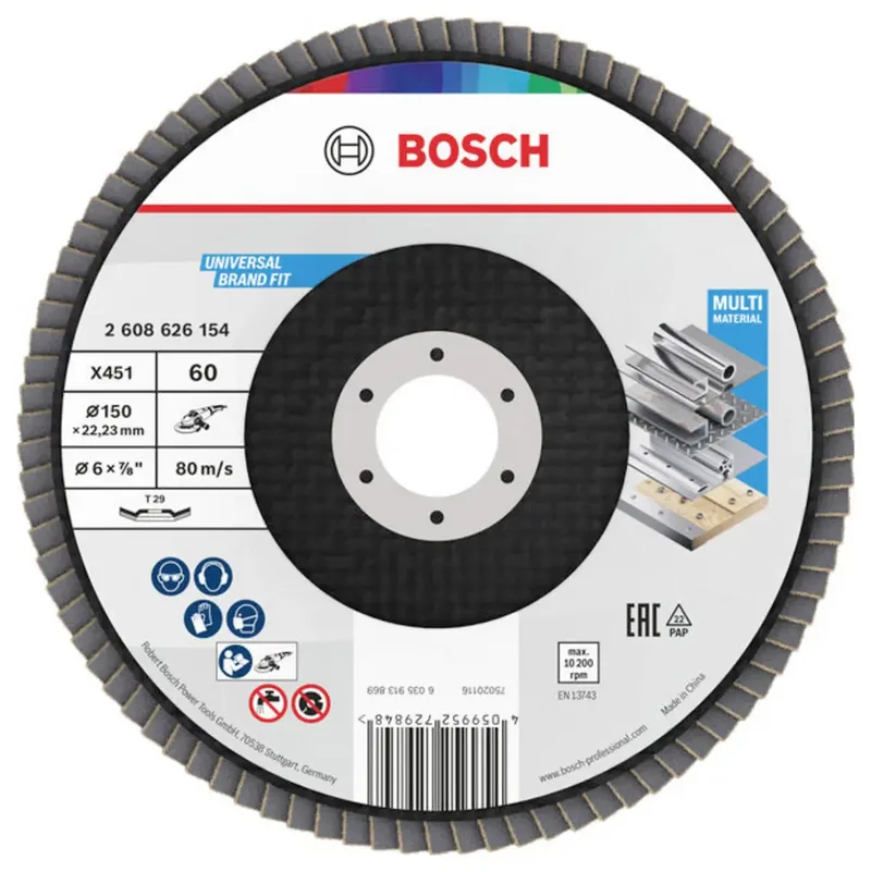 Bosch Accessories 2608626154 Fächerschleifscheibe Durchmesser 150 mm Körnung (num)=60 1 St. de Bosch Professional – image du produit
