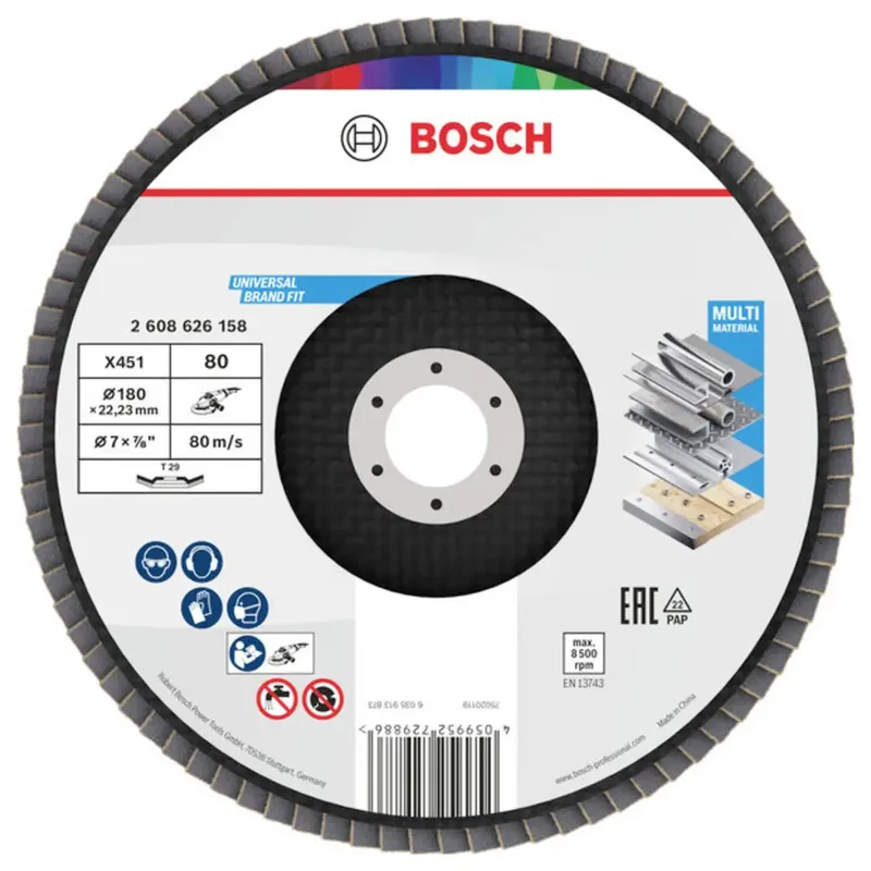 Bosch Accessories 2608626158 Fächerschleifscheibe Durchmesser 180 mm Körnung (num)=80 1 St. von Bosch Professional – Produktbild