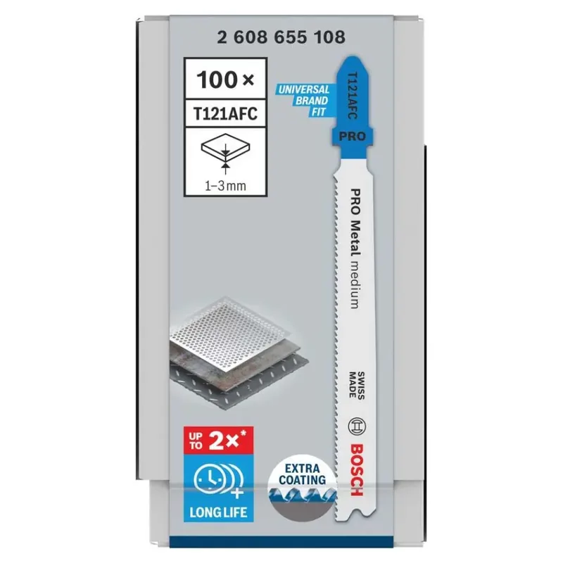 Bosch Accessories 2608655108 PRO Metal medium T121AFC Stichsägeblatt, 92 mm, 100-tlg. 100 St. by Bosch Professional – product image 2 of 3