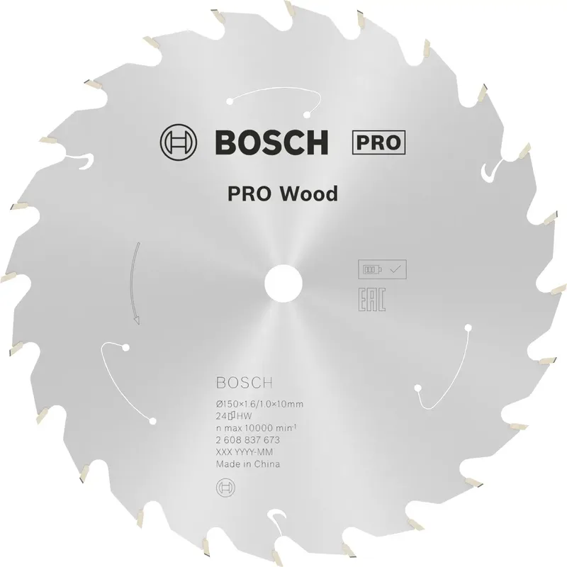 Bosch Accessories 2608837673 2608837673 Lame de scie circulaire au carbure 150 x 10 mm Nombre de dents: 24 1 pc(s) de Bosch Professional – image du produit 1 sur 2