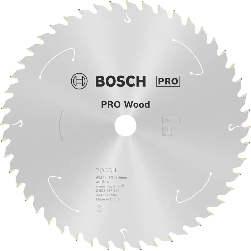 Bosch Accessories 2608837699 2608837699 Lame de scie circulaire au carbure 184 x 16 mm Nombre de dents: 48 1 pc(s) de Bosch Professional – image du produit