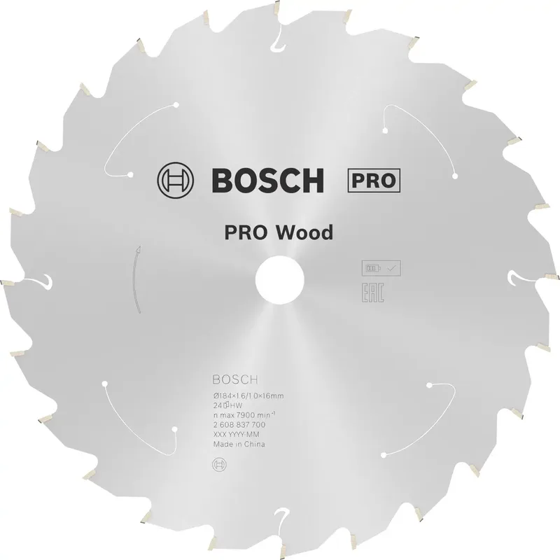 Bosch Accessories 2608837700 2608837700 Lame de scie circulaire au carbure 184 x 16 mm Nombre de dents: 24 1 pc(s) de Bosch Professional – image du produit