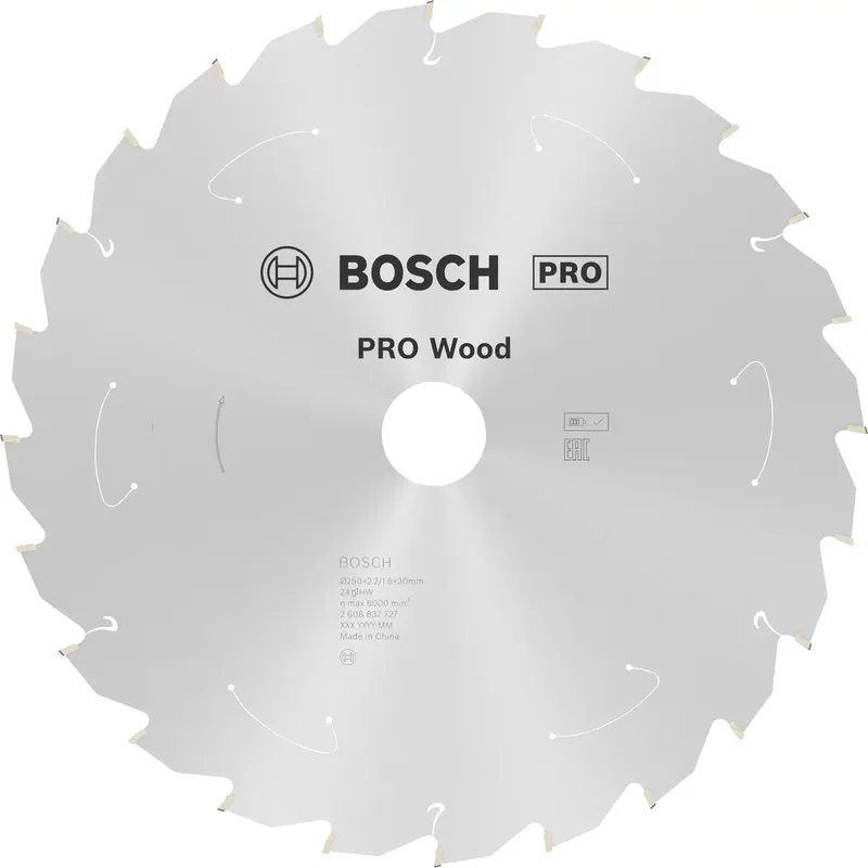 Bosch Accessories 2608837727 2608837727 Lame de scie circulaire au carbure 250 x 30 mm Nombre de dents: 24 1 pc(s) de Bosch Professional – image du produit