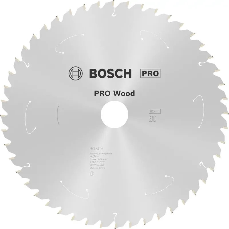 Bosch Accessories 2608837728 2608837728 Lame de scie circulaire au carbure 250 x 30 mm Nombre de dents: 48 1 pc(s) de Bosch Professional – image du produit