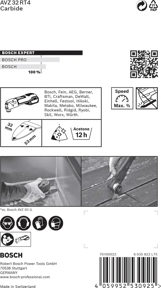 Bosch Accessories 2608900040 EXPERT Sanding Finger Coarse AVZ 32 RT4 Carbide-RIFF Schleifplatte 1 Stück 32 mm 1 St. från Bosch Professional – produktbild 2 av 2