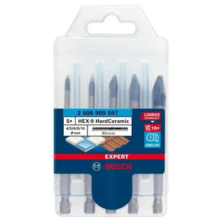 Bosch Accessories 2608900597 Fliesenbohrer-Set 5teilig 4 mm, 5 mm, 6 mm, 8 mm, 10 mm Sechskantschaft 5 St. de Bosch Professional – image du produit 2 sur 4