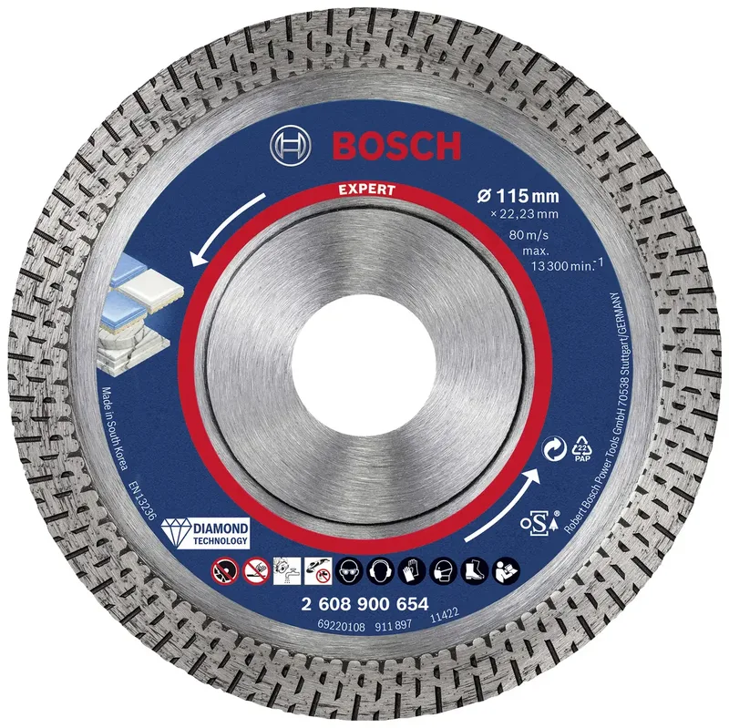 Bosch Accessories 2608900654 EXPERT HardCeramic Diamanttrennscheibe Durchmesser 115 mm Bohrungs-Ø 22.23 mm Stein, Beton, Ziegel, Fliesen 1 St. von Bosch Professional – Produktbild
