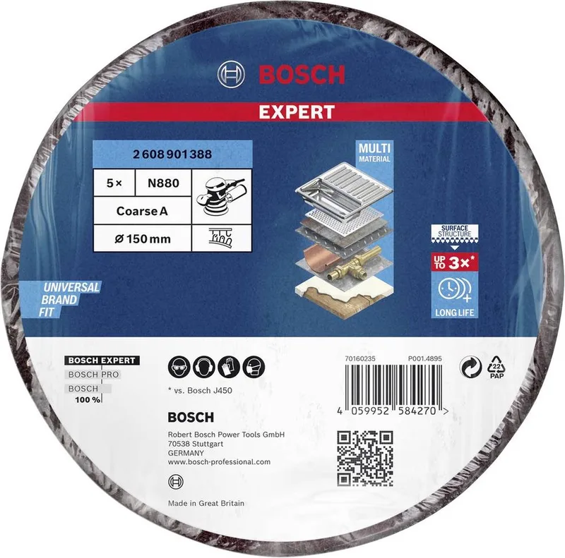 Bosch Accessories 2608901388 EXPERT N880 vliesschijf voor excentrische schuurmachine, 150 mm, grof, 5-delig N/A 5 stuk(s) by Bosch Professional – product image