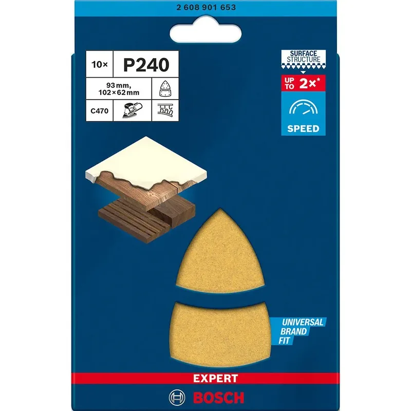 Bosch Accessories 2608901653 Schuurpapier voor multischuurmachine Korrelgrootte (num) 240 (l x b) 93 mm x 102 mm 10 stu by Bosch Professional – product image 2 of 2