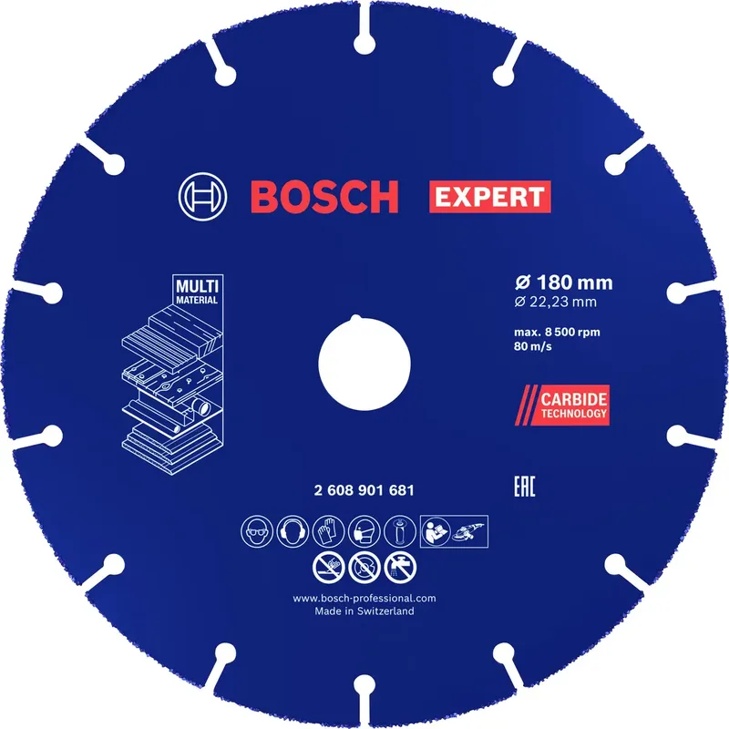 Bosch Accessories 2608901681 2608901681 Trennscheibe 180 mm 1 St. Holz, Kunststoff, Metall, Beton, Verbundwerkstoffe, Stein de Bosch Professional – image du produit