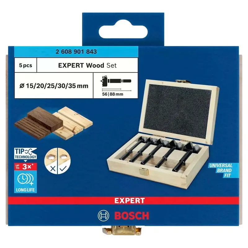 Bosch Accessories 2608901843 Forstnerbohrer-Set 15 mm, 20 mm, 25 mm, 30 mm, 35 mm 1 St. de Bosch Professional – image du produit 3 sur 6
