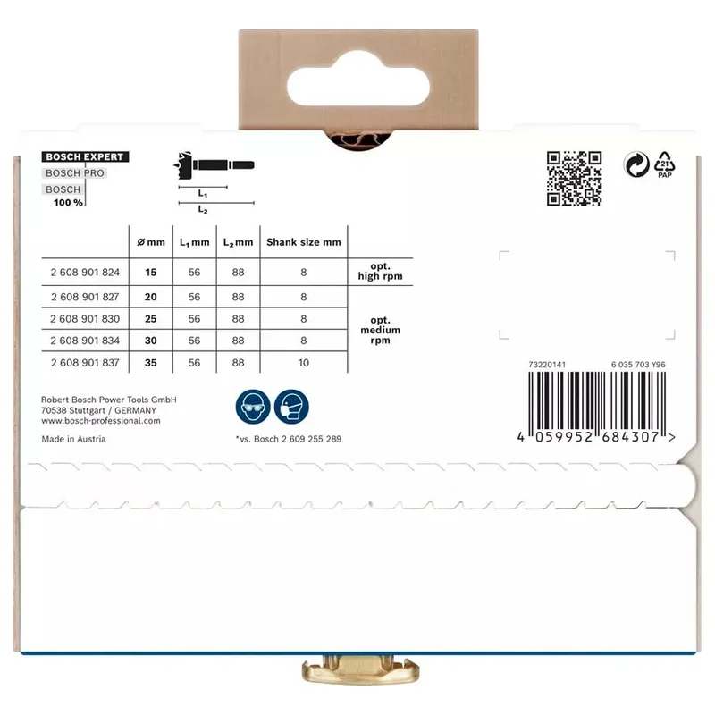 Bosch Accessories 2608901843 Forstnerbohrer-Set 15 mm, 20 mm, 25 mm, 30 mm, 35 mm 1 St. de Bosch Professional – image du produit 4 sur 6