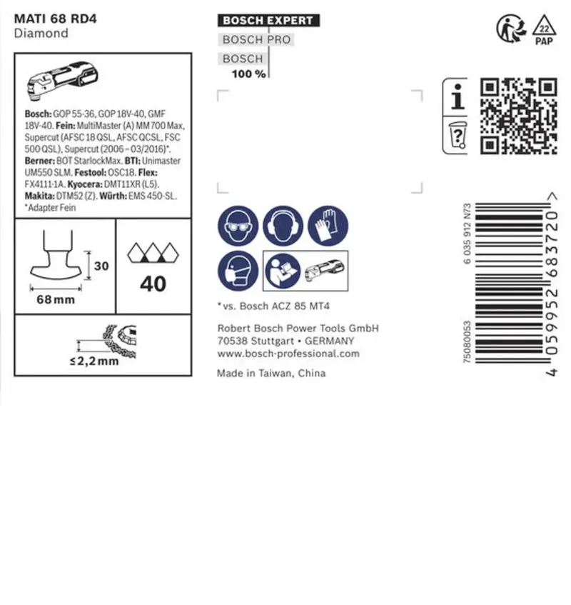 Bosch Accessories 2608902083 2608902083 Diamant Multitool-Schleifblatt 68 mm 1 St. by Bosch Professional – product image