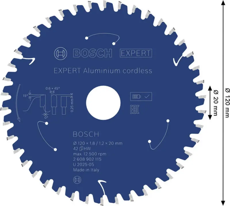 Bosch Accessories 2608902115 2608902115 Lame de scie circulaire 120 x 20.0 x 1.2 mm Nombre de dents: 42 1 pc(s) de Bosch Professional – image du produit 2 sur 2