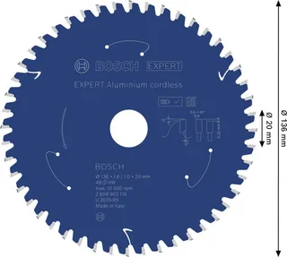 Bosch Accessories 2608902116 2608902116 Kreissägeblatt 136 x 20.0 x 1 mm Zähneanzahl: 48 1 St. von Bosch Professional – Produktbild 2 von 2