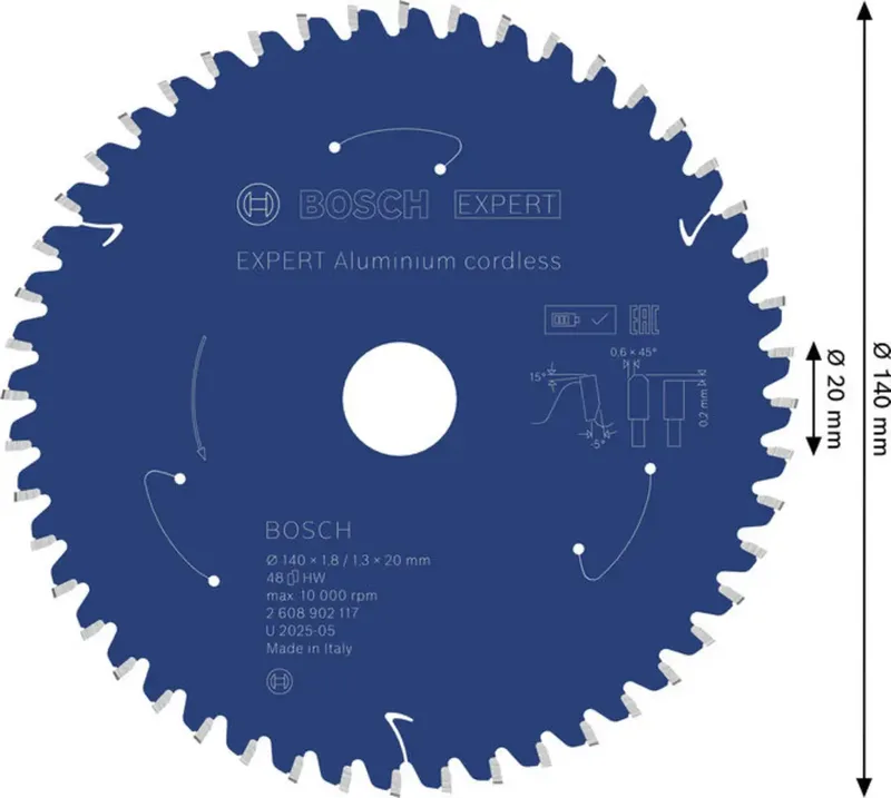 Bosch Accessories 2608902117 2608902117 Kreissägeblatt 140 x 20.0 x 1.3 mm Zähneanzahl: 48 1 St. von Bosch Professional – Produktbild 2 von 2