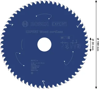 Bosch Accessories 2608902158 2608902158 Kreissägeblatt 190 x 30.0 x 1 mm Zähneanzahl: 60 1 St. von Bosch Professional – Produktbild 2 von 2