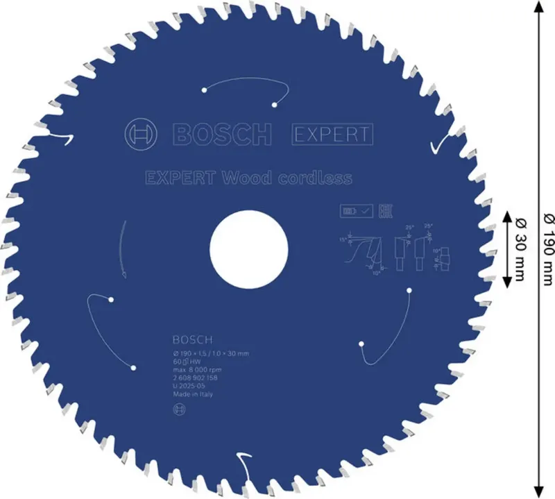 Bosch Accessories 2608902158 2608902158 Kreissägeblatt 190 x 30.0 x 1 mm Zähneanzahl: 60 1 St. von Bosch Professional – Produktbild 2 von 2