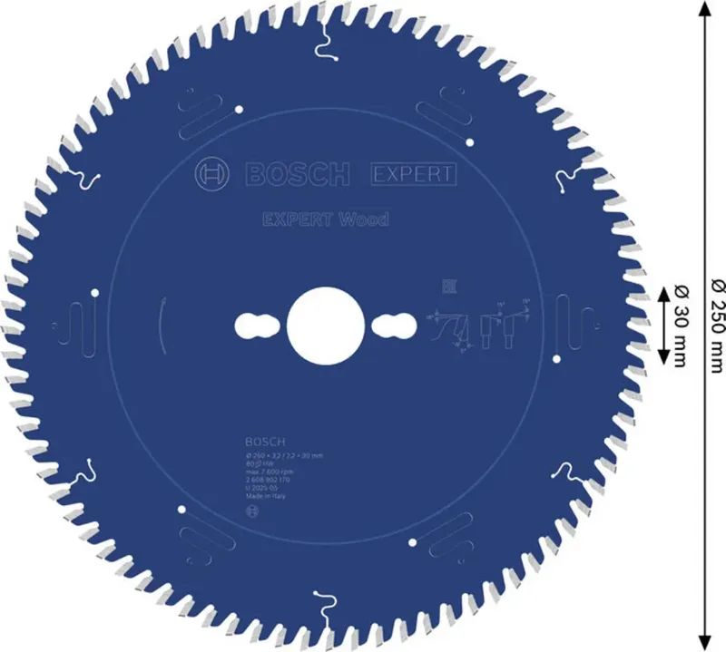 Bosch Accessories 2608902170 2608902170 Lame de scie circulaire 250 x 30 x 2.2 mm Nombre de dents: 80 1 pc(s) de Bosch Professional – image du produit 2 sur 2