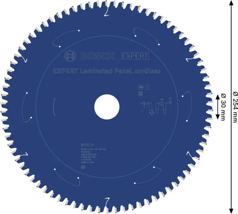 Bosch Accessories 2608902195 2608902195 Lame de scie circulaire 254 x 30.0 x 1.8 mm Nombre de dents: 78 1 pc(s) de Bosch Professional – image du produit 2 sur 2