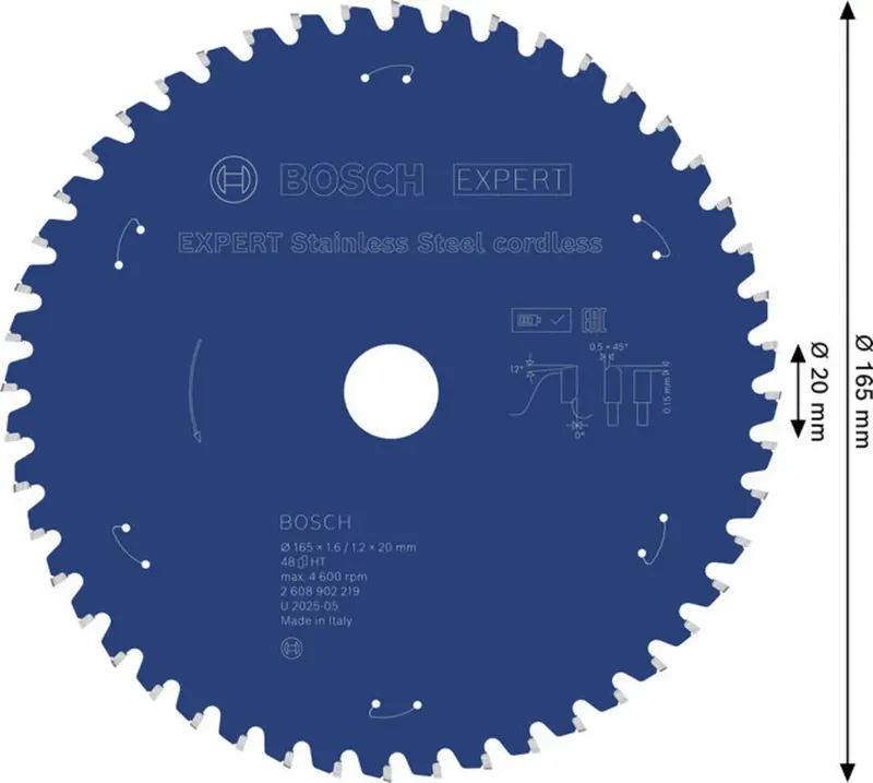 Bosch Accessories 2608902219 2608902219 Kreissägeblatt 165 x 20.0 x 1.2 mm Zähneanzahl: 48 1 St. von Bosch Professional – Produktbild 2 von 2