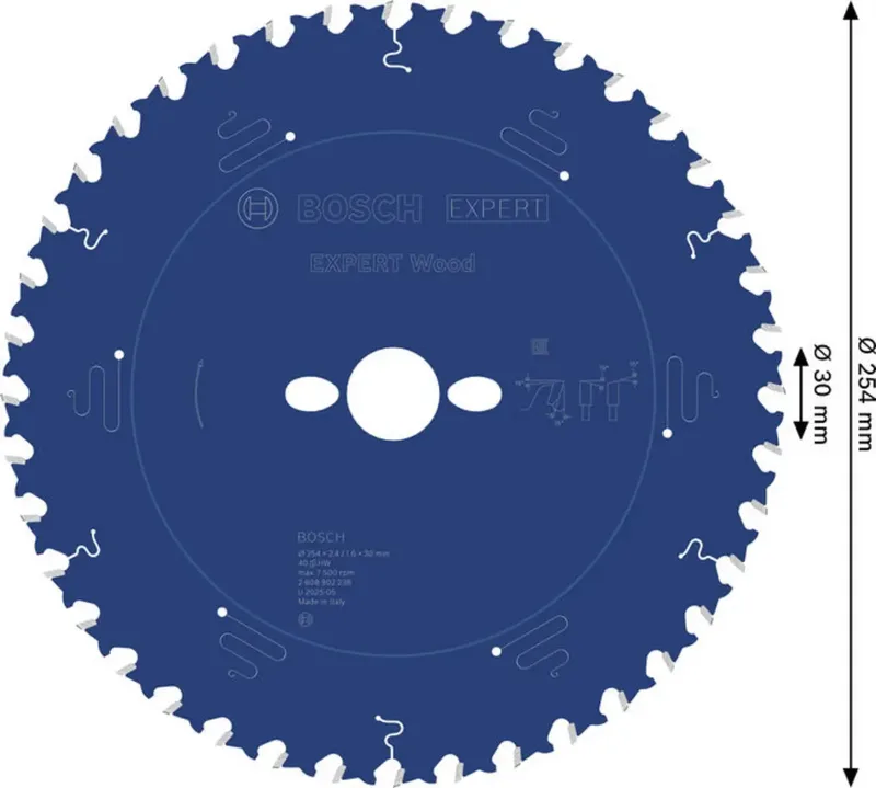 Bosch Accessories 2608902238 2608902238 Lame de scie circulaire 254 x 30.0 x 1.6 mm Nombre de dents: 40 1 pc(s) de Bosch Professional – image du produit 2 sur 2
