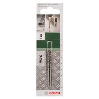 Bosch Accessories 2609255038 HSS Metall-Spiralbohrer 3 mm Gesamtlänge 61 mm geschliffen DIN 338 Zylinderschaft 2 St. de Bosch Professional – image du produit 2 sur 2