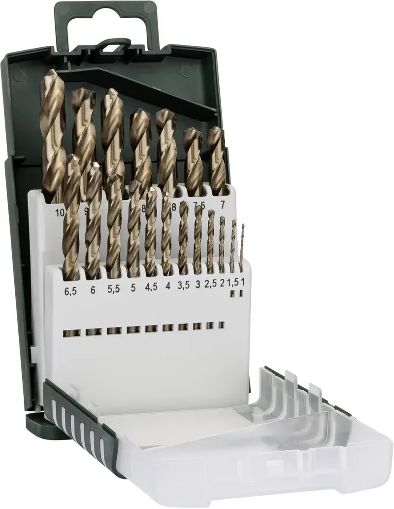 Bosch Accessories 2609255133 HSS Metall-Spiralbohrer-Set 19teilig 1 mm, 1.5 mm, 2 mm, 2.5 mm, 3 mm, 3.5 mm, 4 mm, 4.5 mm, 5 mm, 5.5 mm, 6 mm, 6.5 mm, 7 mm, 7.5 by Bosch Professional – product image
