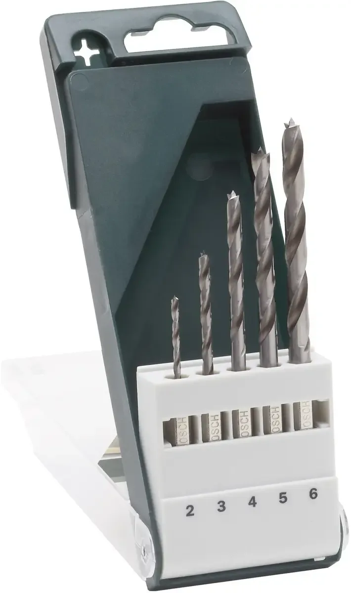 Bosch Accessories 2609255326 Holz-Spiralbohrer-Set 5teilig 2 mm, 3 mm, 4 mm, 5 mm, 6 mm 1/4 (6.3 mm) 1 Set de Bosch Professional – image du produit