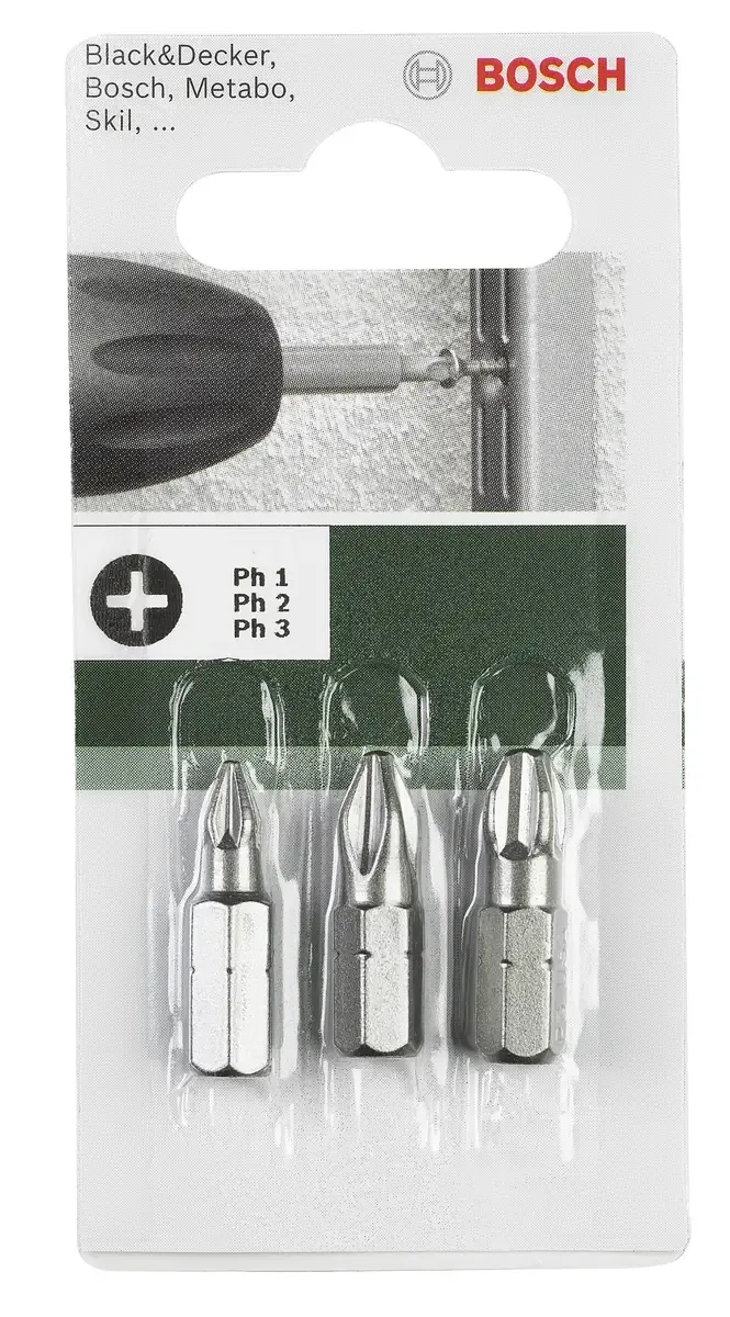 Bosch Accessories 2609255967 Kreuzschlitz-Bit Antrieb: 1/4 (6.3 mm) Abtrieb: Kreuzschlitz Pozidriv PZ 1, PZ 2, PZ 3 25 mm by Bosch Professional – product image