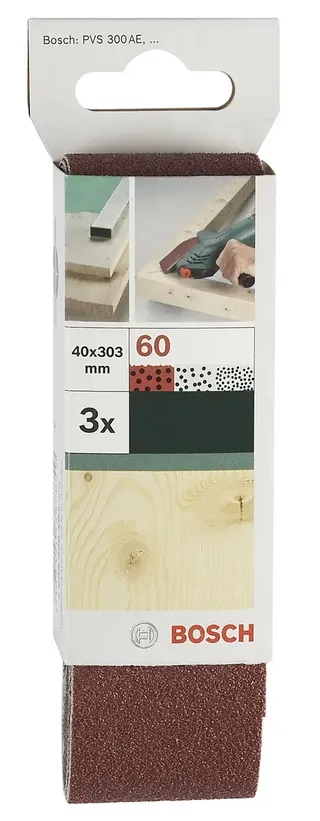 Bosch Accessories 2609256182 Schleifband Körnung (num) 60 (L x B) 303 mm x 40 mm 3 St. de Bosch Professional – image du produit 1 sur 2