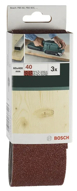 Bosch Accessories 2609256187 Schleifband Körnung (num) 40 (L x B) 400 mm x 60 mm 3 St. von Bosch Professional – Produktbild 1 von 2