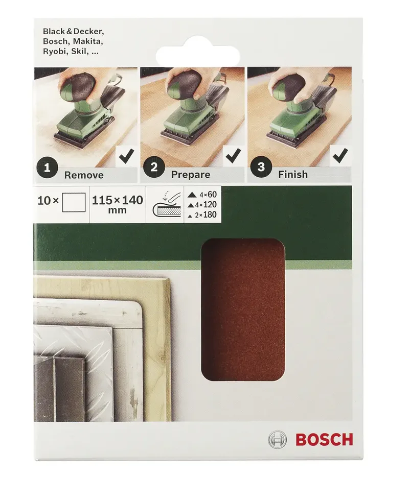Bosch Accessories 2609256B17 Oscillerend schuurpapier Ongeperforeerd Korrelgrootte (num) 240 (l x b) 140 mm x 115 mm 10 stuk(s) by Bosch Professional – product image