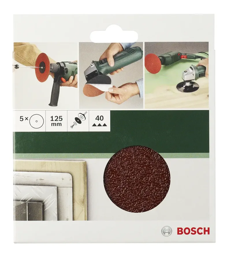Bosch Accessories 2609256B52 Schleifpapier für Schleifteller ungelocht Körnung (num) 180 (Ø) 125 mm 5 St. von Bosch Professional – Produktbild