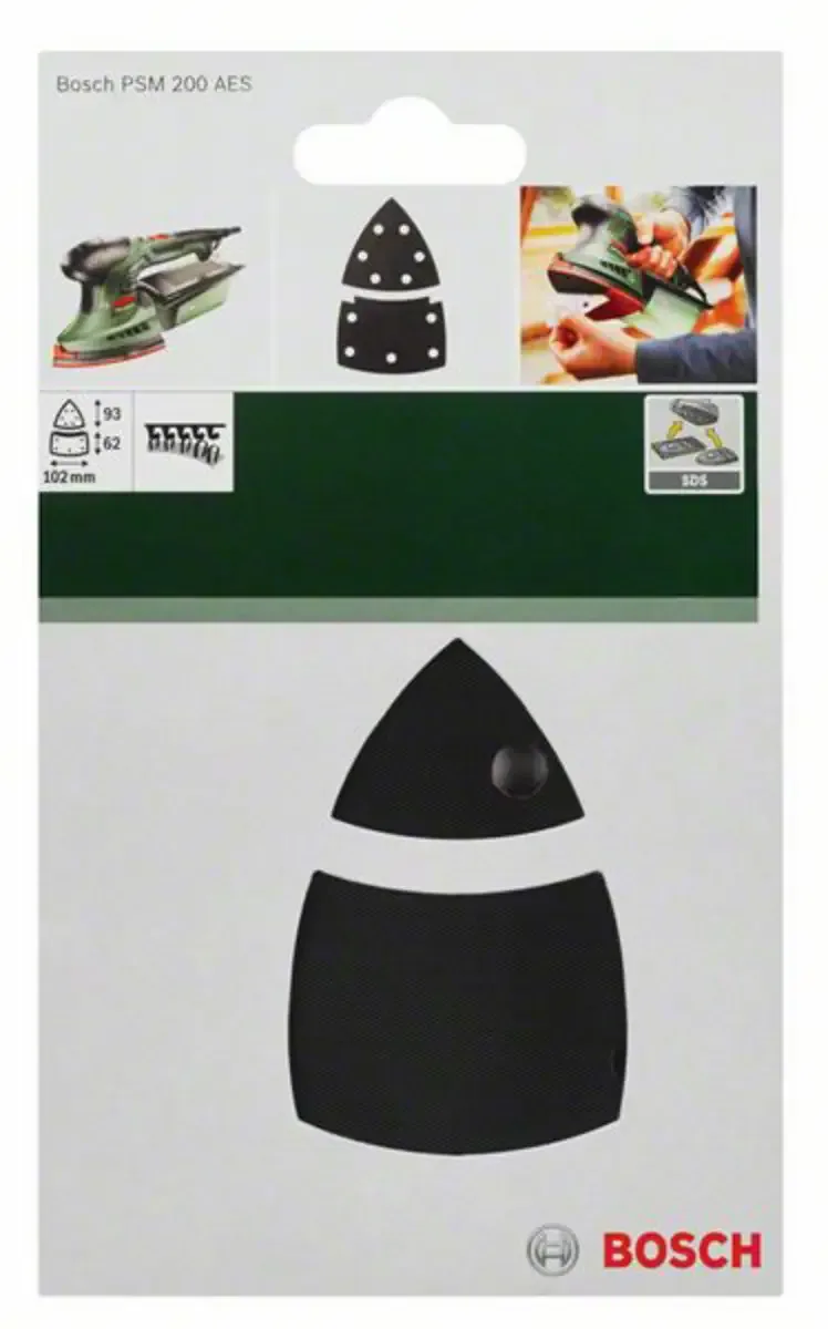 Bosch Accessories 2609256D20 Schuurschijf voor PSM 200 AE, 2-delig, driehoekig, SDS, 102 x 92 mm, klittenband. de Bosch Home & Garden – image du produit 2 sur 2