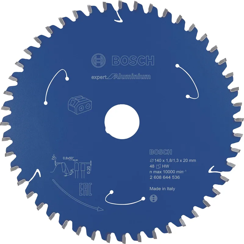 Bosch Cirkelzaagblad Expert for Aluminium voor Accu-Handcirkelzagen 140 x 1,8 / 1,3 x 20 48 Tanden - 2608644536 de Bosch Professional – image du produit