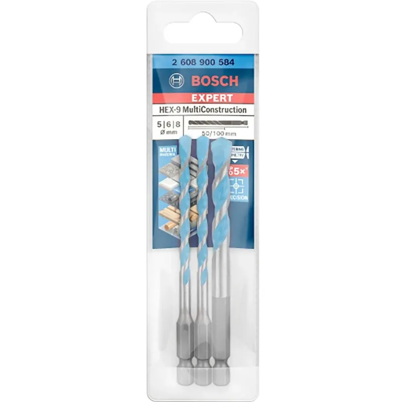 Bosch EXPERT 3-delige HEX-9 MultiConstruction borenset: 5 mm, 6 mm, 8 mm Zeskant schacht 3 stuk(s) by Bosch Professional – product image 2 of 6
