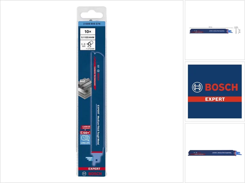 Bosch EXPERT Middelzwaar Metaal S 1155 HHM reciprozaagblad 225 mm 10 st. ( 2608900376 ) Hardmetaaltechnologie von Bosch Professional – Produktbild