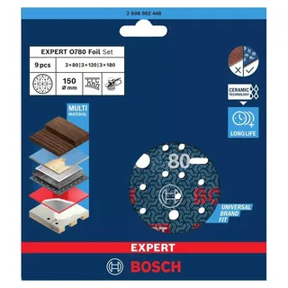 Bosch Expert O780 Serie - Schuurschijven - 150mm - Verschillende Gelderingen - Voor Hout en Metaal fra Bosch Professional – produktbillede 2 af 2