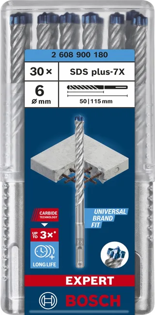 Bosch Accesorios Foret Sds-plus Pour Mur Expert 7x 6x50x115 Mm 30 Unités de Bosch Professional – image du produit 1 sur 6