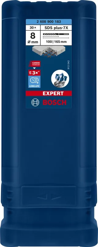 Bosch Hartmetall-Hammerbohrer EXPERT„7X“ SDS-plus,⌀xganze Länge: 8X165mm von Bosch Professional – Produktbild 1 von 6