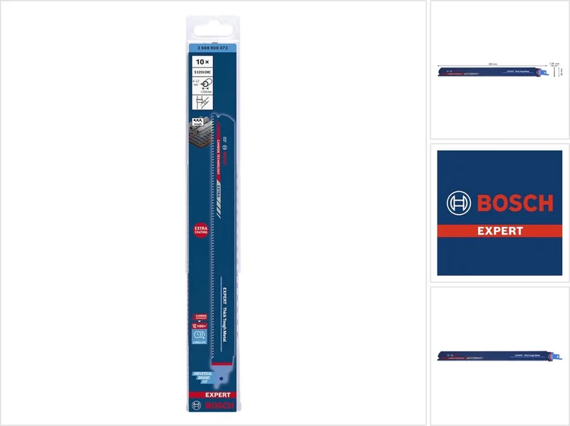 Bosch EXPERT Thick Tough Metal S 1255 CHC reciprozaagblad 300 mm 10 stuks ( 2608900372 ) Carbide Technology by Bosch Professional – product image 1 of 6
