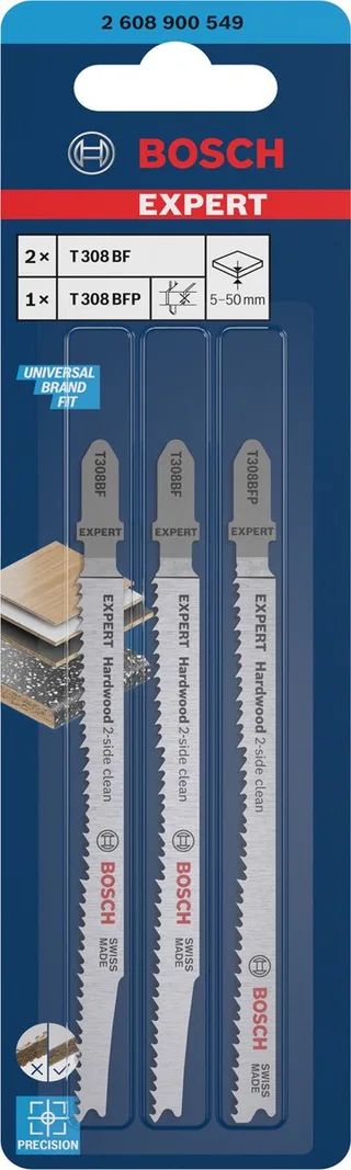 Bosch Experte Serie - Decoupeerzaagbladen - Hardhout - 2-zijdig Schone Snede - T308BF/BFP von Bosch Professional – Produktbild 1 von 2
