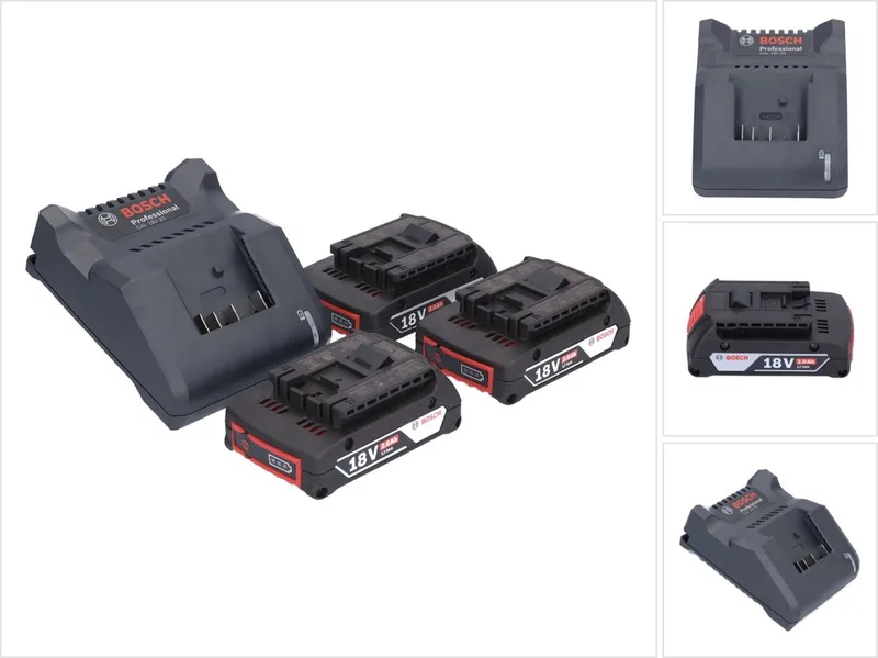 Bosch GAL 18V-20 acculader 10.8 - 18 V 2 A ( 2607226281 ) + 3x GBA 18 V 2.0 Ah accu ( 3x 1600Z00036 ) de Bosch Professional – image du produit