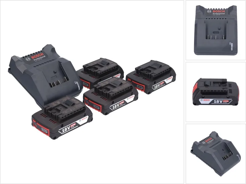 Bosch GAL 18V-20 acculader 10.8 - 18 V 2 A ( 2607226281 ) + 4x GBA 18 V 2.0 Ah accu ( 4x 1600Z00036 ) de Bosch Professional – image du produit