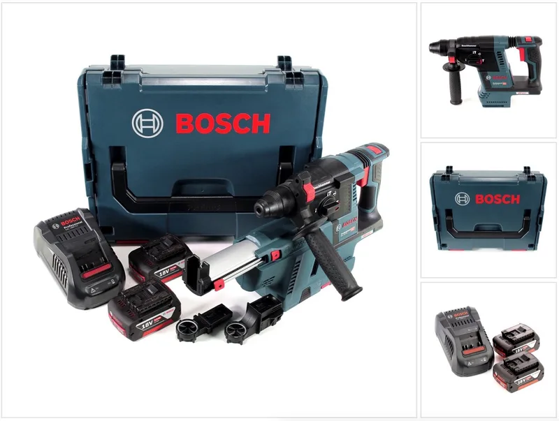 Bosch GBH 18 V-26 accuklopboormachine 18V SDS-Plus + stofafzuiger + 2x 5.0Ah accu + lader + L-Boxx fra Bosch Professional – produktbillede