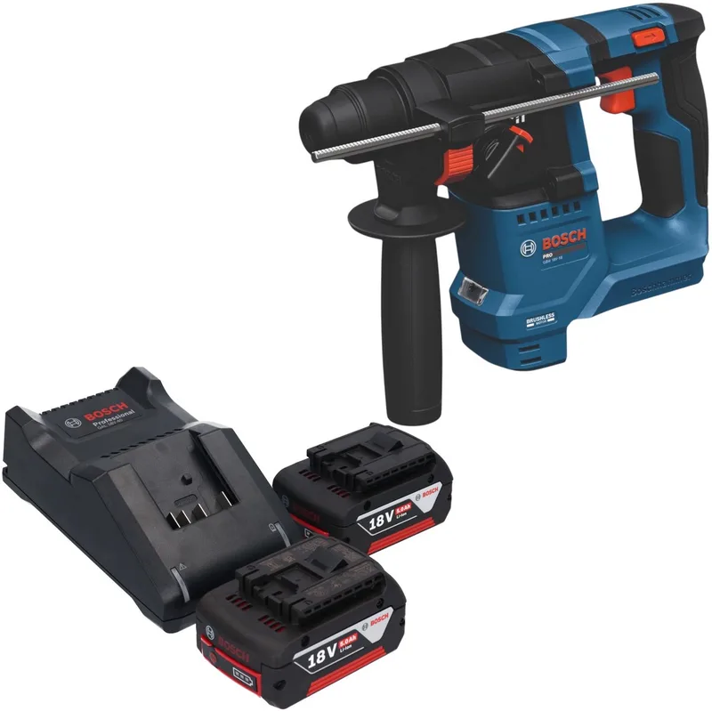 Bosch GBH 18V-18 Professional accu-boorhamer 18 V 1,5 J SDS plus borstelloos + 2x accu 5,0 Ah + oplader de Bosch Professional – image du produit