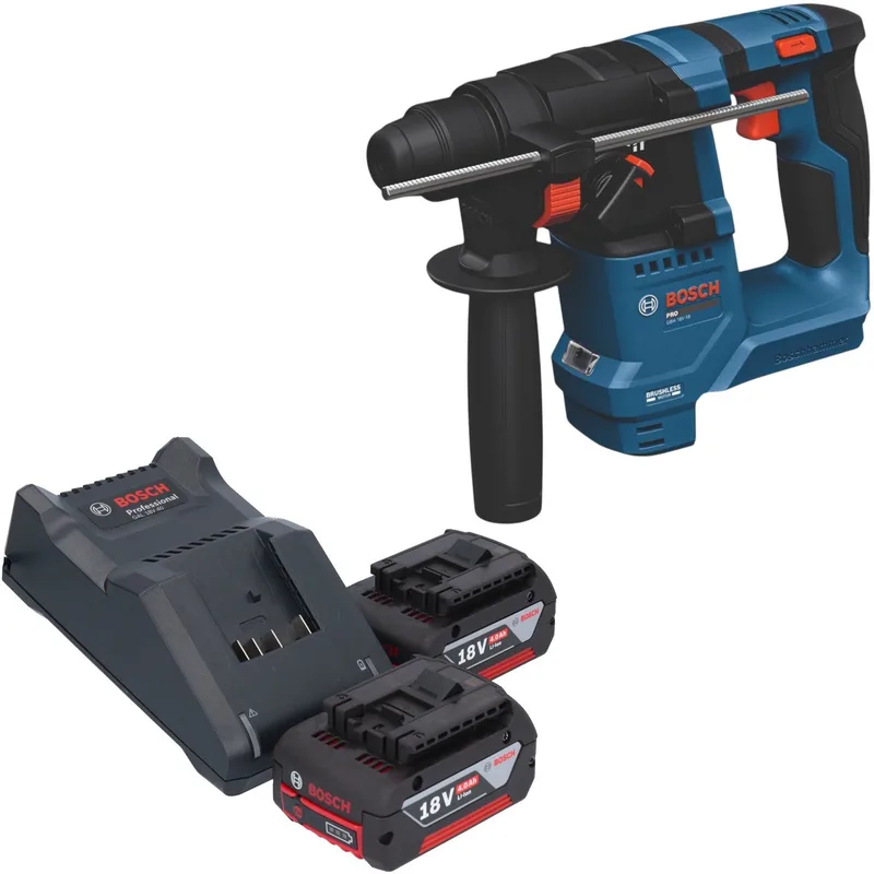 Bosch GBH 18V-18 Professional accu-boorhamer 18 V 1,5 J SDS plus borstelloos + 2x accu 4,0 Ah + oplader de Bosch Professional – image du produit
