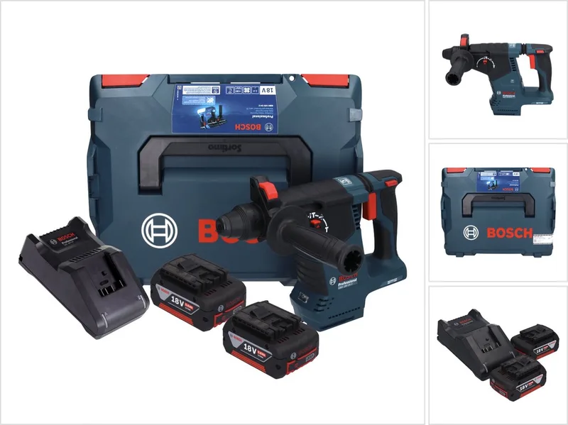 Bosch GBH 18V-24 C Professionele accu boorhamer 18 V 2,4 J Brushless SDS plus + 2x accu 5,0 Ah + lader + L-BOXX fra Bosch Professional – produktbillede