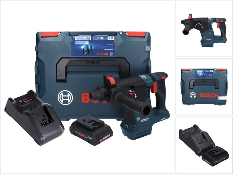 Bosch GBH 18V-24 C Professionele accu boorhamer 18 V 2,4 J Brushless SDS plus + 1x ProCORE accu 4,0 Ah + lader + L-BOXX von Bosch Professional – Produktbild